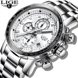 LIGE 2020 New Fashion Mens Watches with Stainless Steel -  Silve's Edition - wisch watch